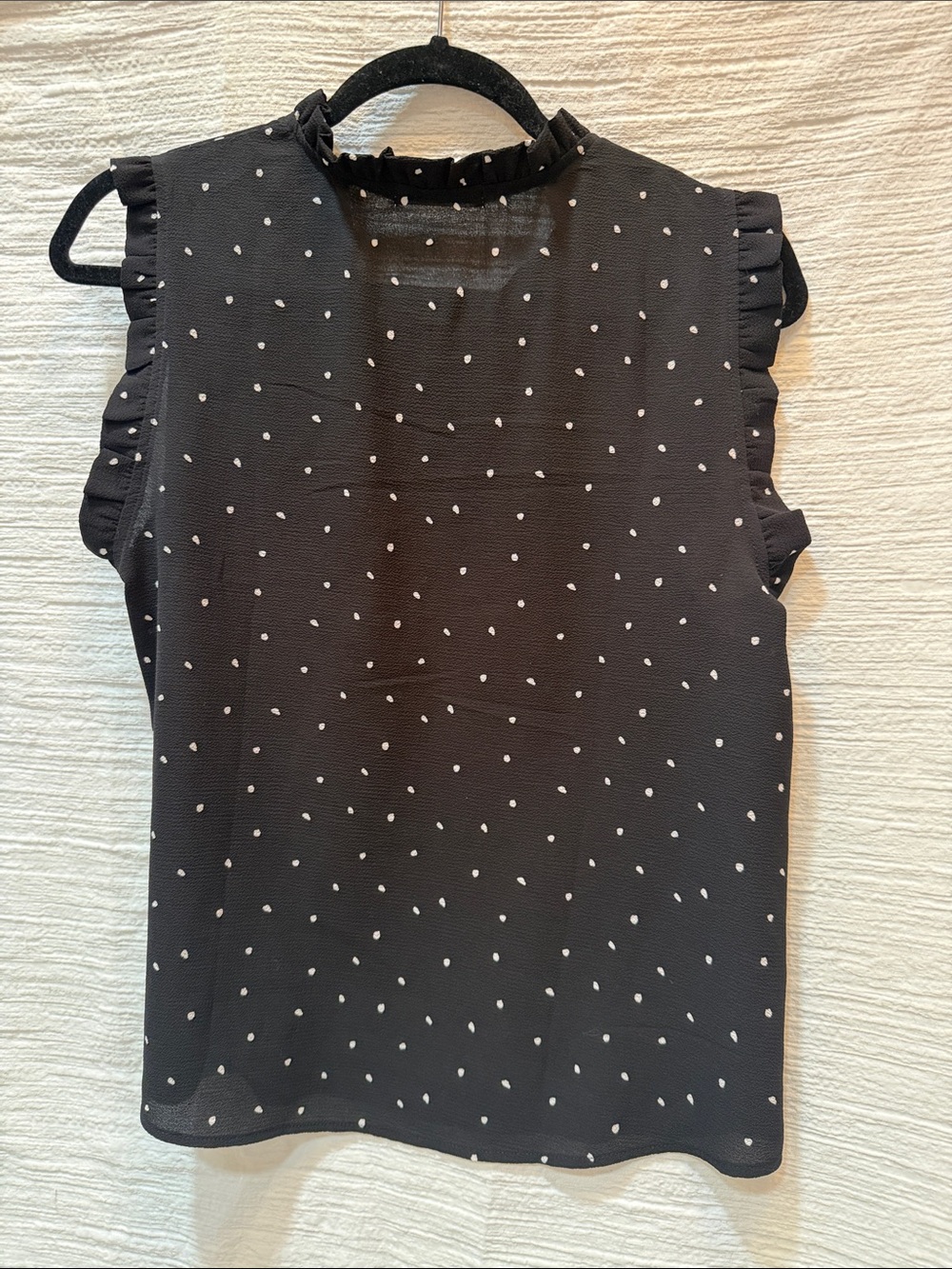 Active USA Black Polka Dot Ruffle Sleeve Camisole